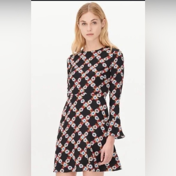 Sandro Rony silk floral long sleeve dress - Picture 1 of 14